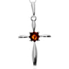 925 Steling Silver & Genuine Baltic Amber Modern Cross Pendant - GL2052