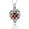 925 Steling Silver & Genuine Baltic Amber Locked in the Heart Amber Ball Pendant - GL2055