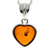 925 Sterling Silver & Genuine Baltic Amber Classic Heart Pendant - GL256B