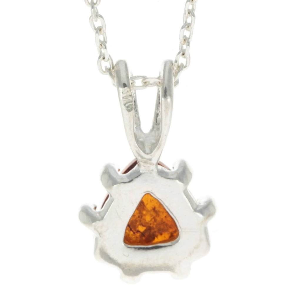 925 Sterling Silver & Genuine Baltic Amber Triangle Modern Pendant - GL284
