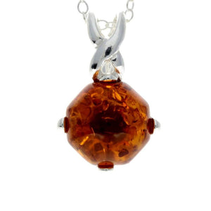 925 Sterling Silver & Genuine Baltic Amber Classic Pendant - GL338