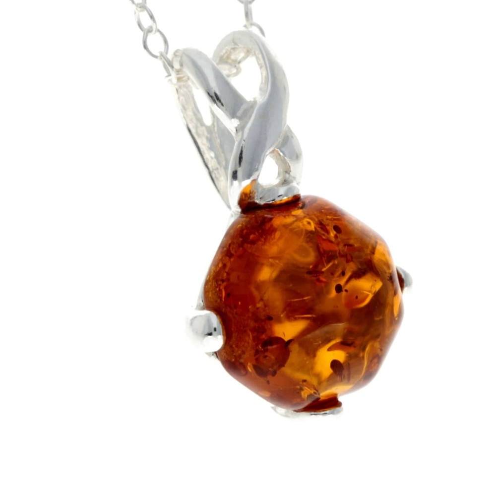 925 Sterling Silver & Genuine Baltic Amber Classic Pendant - GL338