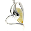 925 Sterling Silver & Genuine Baltic Amber Heart Pendant - GL346