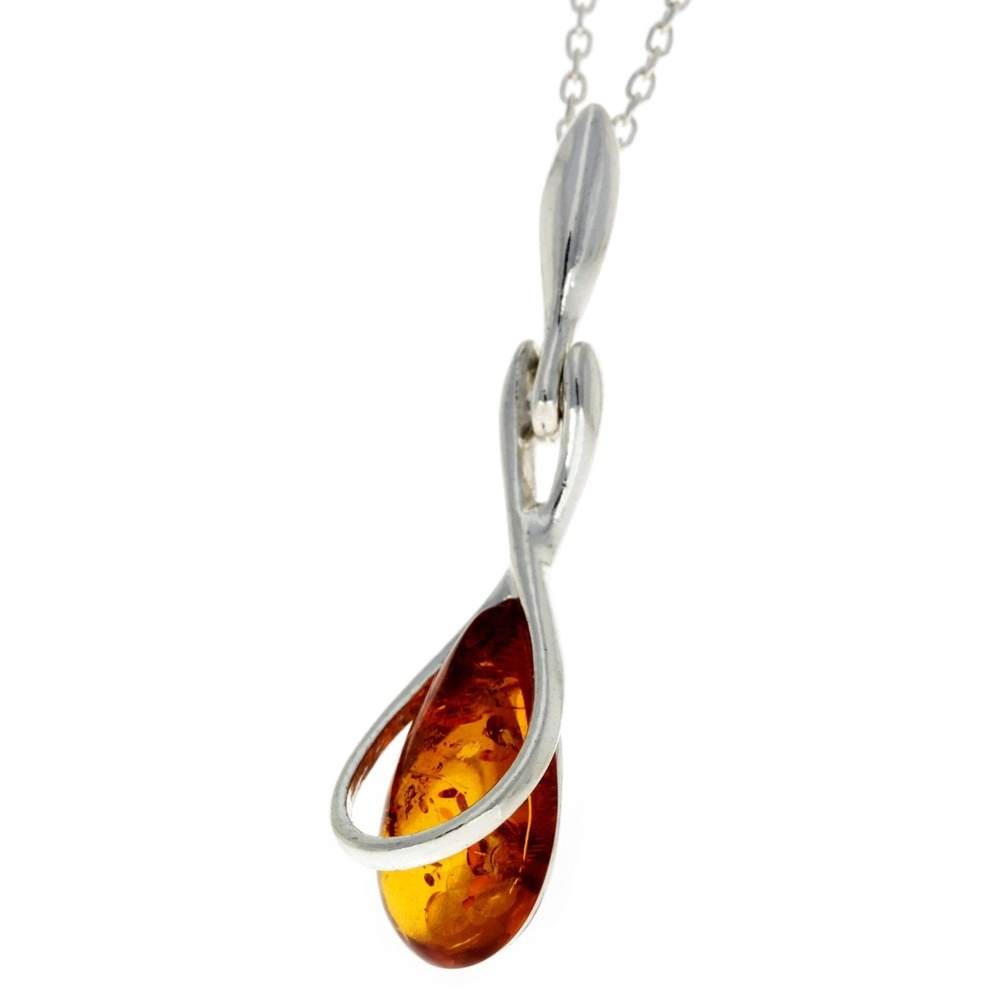 925 Sterling Silver Modern Pendant with Baltic Amber - GL381