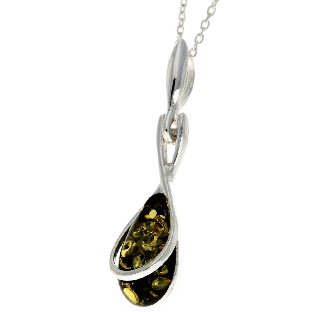 925 Sterling Silver Modern Pendant with Baltic Amber - GL381