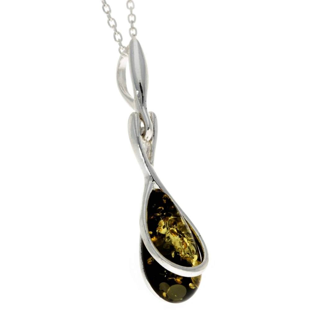 925 Sterling Silver Modern Pendant with Baltic Amber - GL381