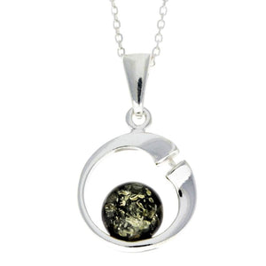 925 Sterling Silver Modern Pendant with Baltic Amber - GL382