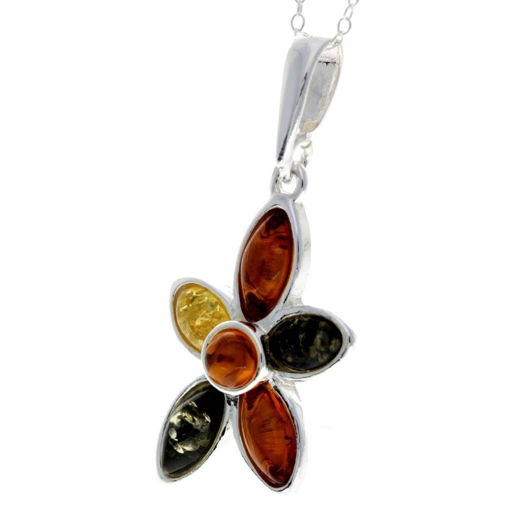 925 Sterling Silver & Genuine Baltic Amber Classic Pendant - GL398