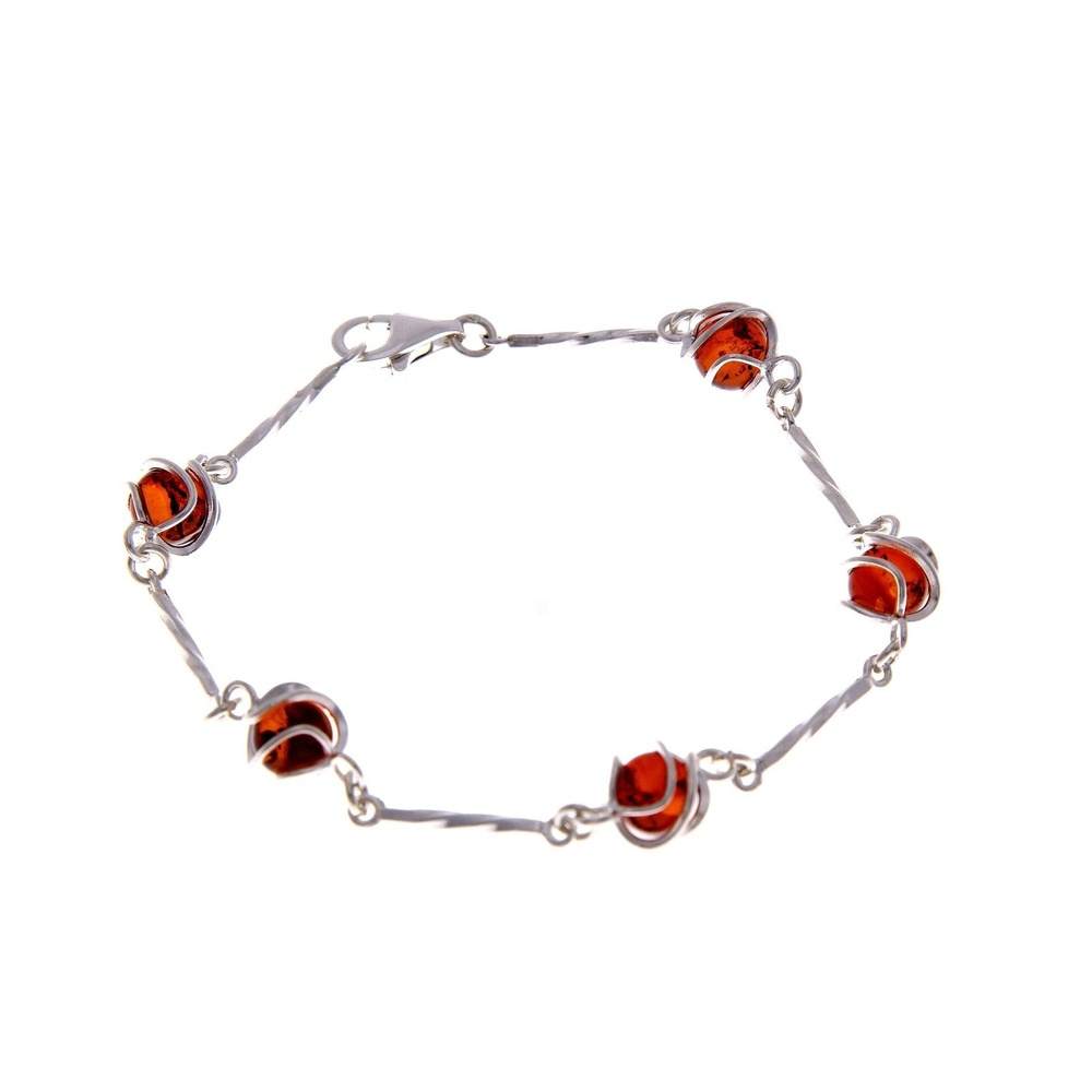 925 Sterling Silver & Baltic Amber Modern Bracelet - GL516
