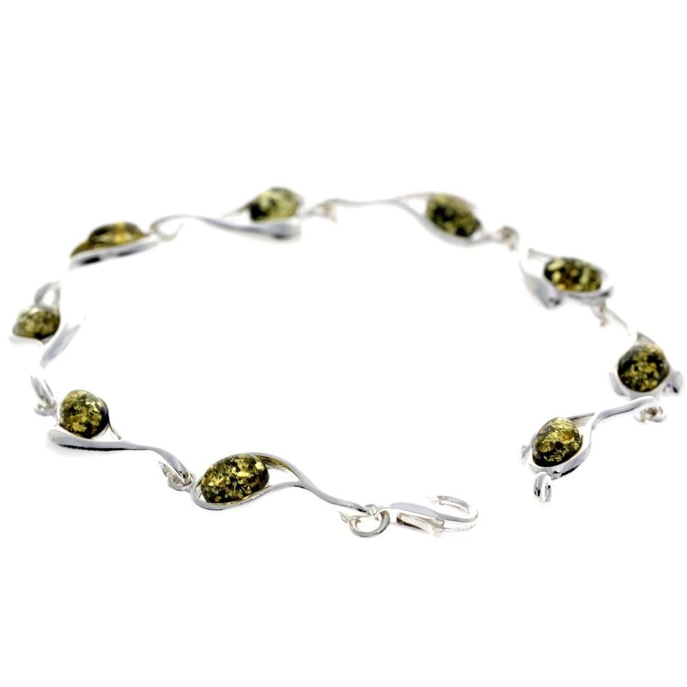 Beautiful Designer Silver Hearts Bracelet set with Baltic Amber - GL529