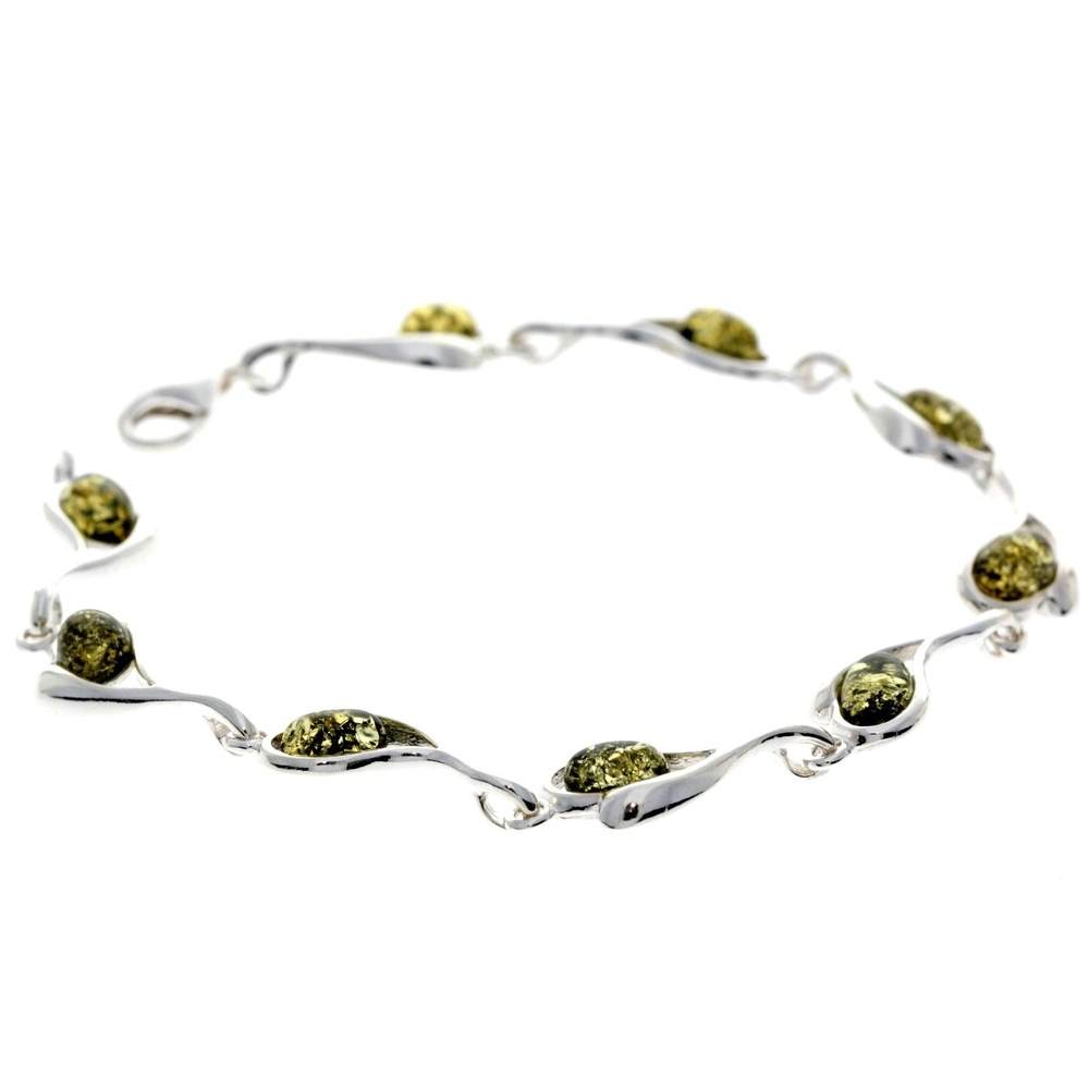 Beautiful Designer Silver Hearts Bracelet set with Baltic Amber - GL529