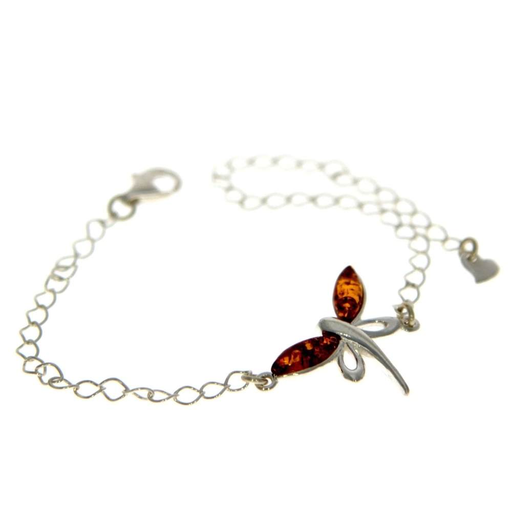 Beautiful Designer Silver Butterfly Bracelet set with Baltic Amber - GL534