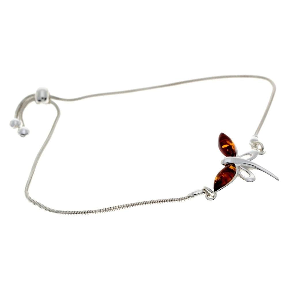 Beautiful Designer Silver Butterfly Bracelet set with Baltic Amber - GL534