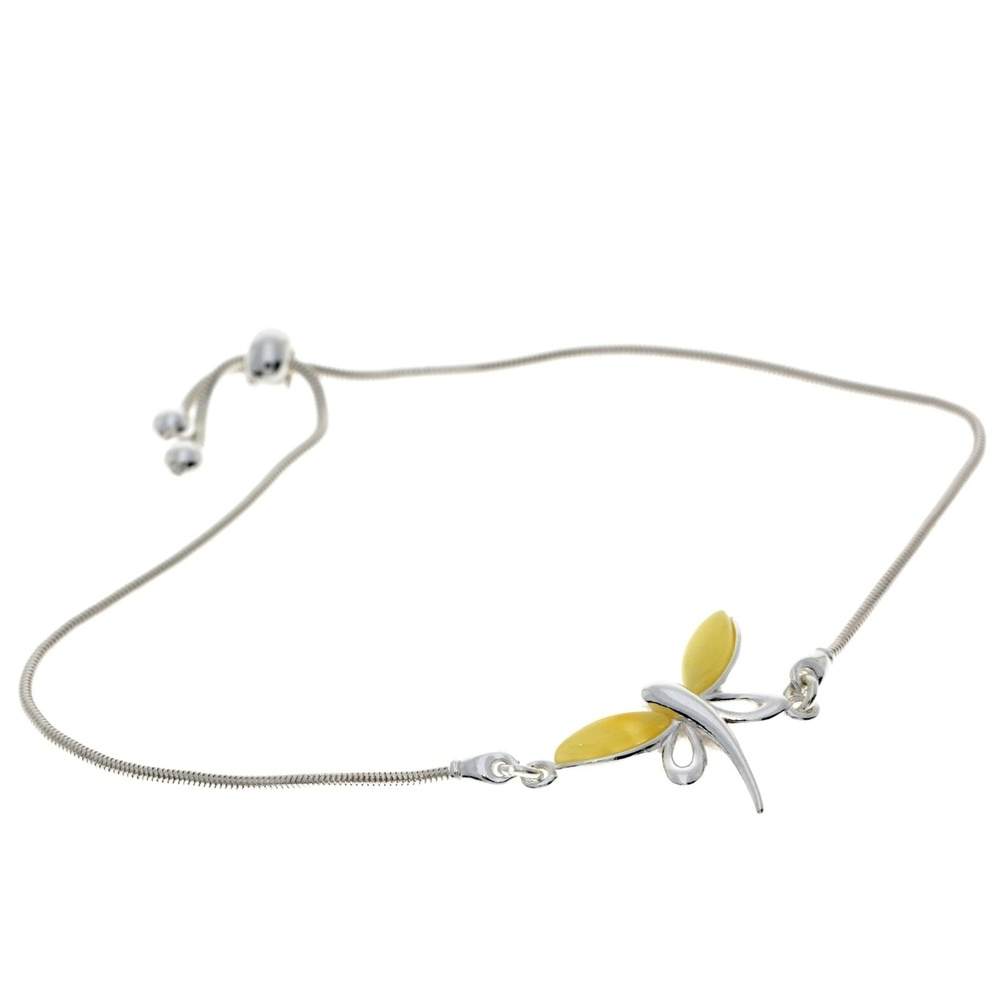 Beautiful Designer Silver Butterfly Bracelet set with Baltic Amber - GL534
