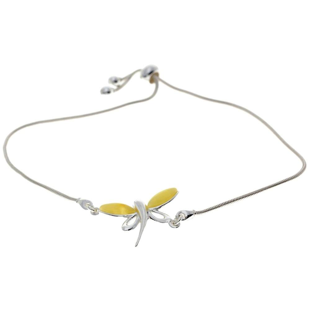 Beautiful Designer Silver Butterfly Bracelet set with Baltic Amber - GL534