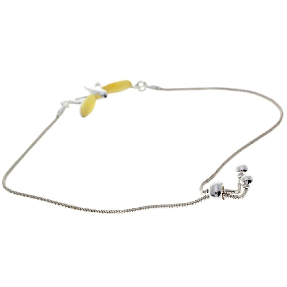 Beautiful Designer Silver Butterfly Bracelet set with Baltic Amber - GL534