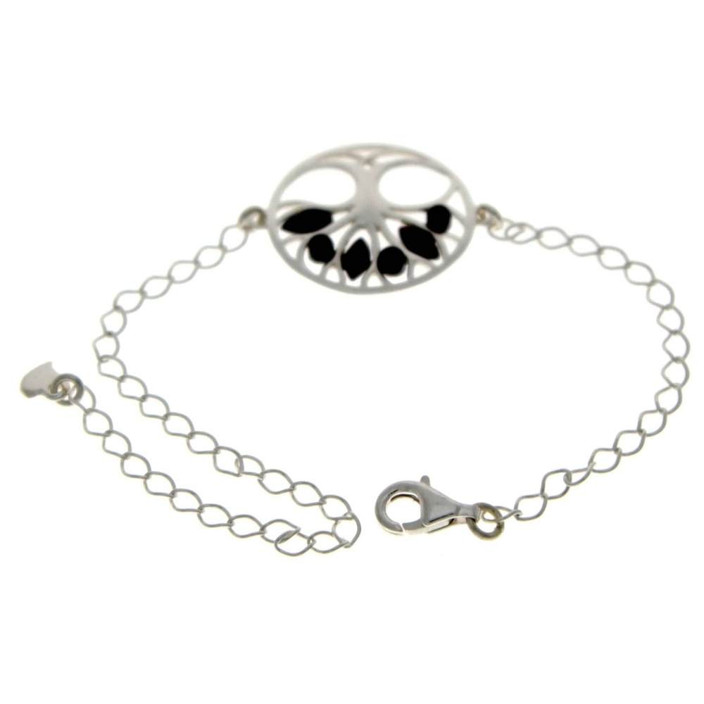 Tree of Life Adjustable 925 Sterling Silver Bracelet with Amber - GL535