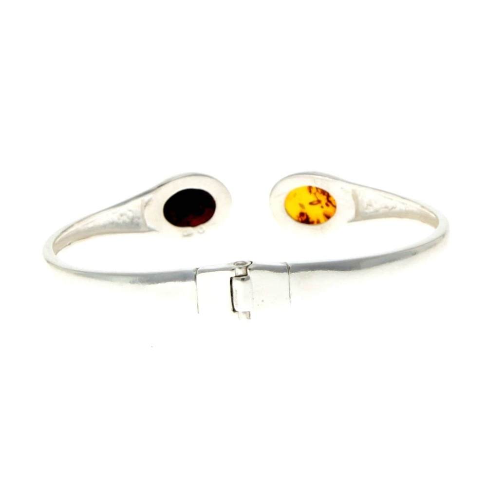 Modern Designer Silver Bangle with 3 Baltic Amber Stones - GL540