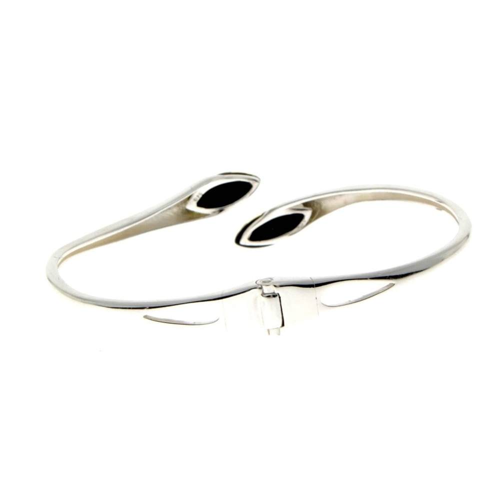 Beautiful Designer Silver Bangle with 2 Baltic Amber Cabochons - GL541