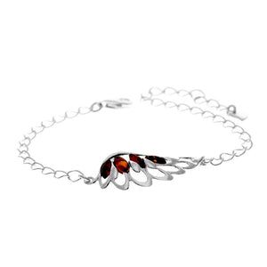 Beautiful Designer Silver Angel Wing Bracelet set with Baltic Amber - GL559