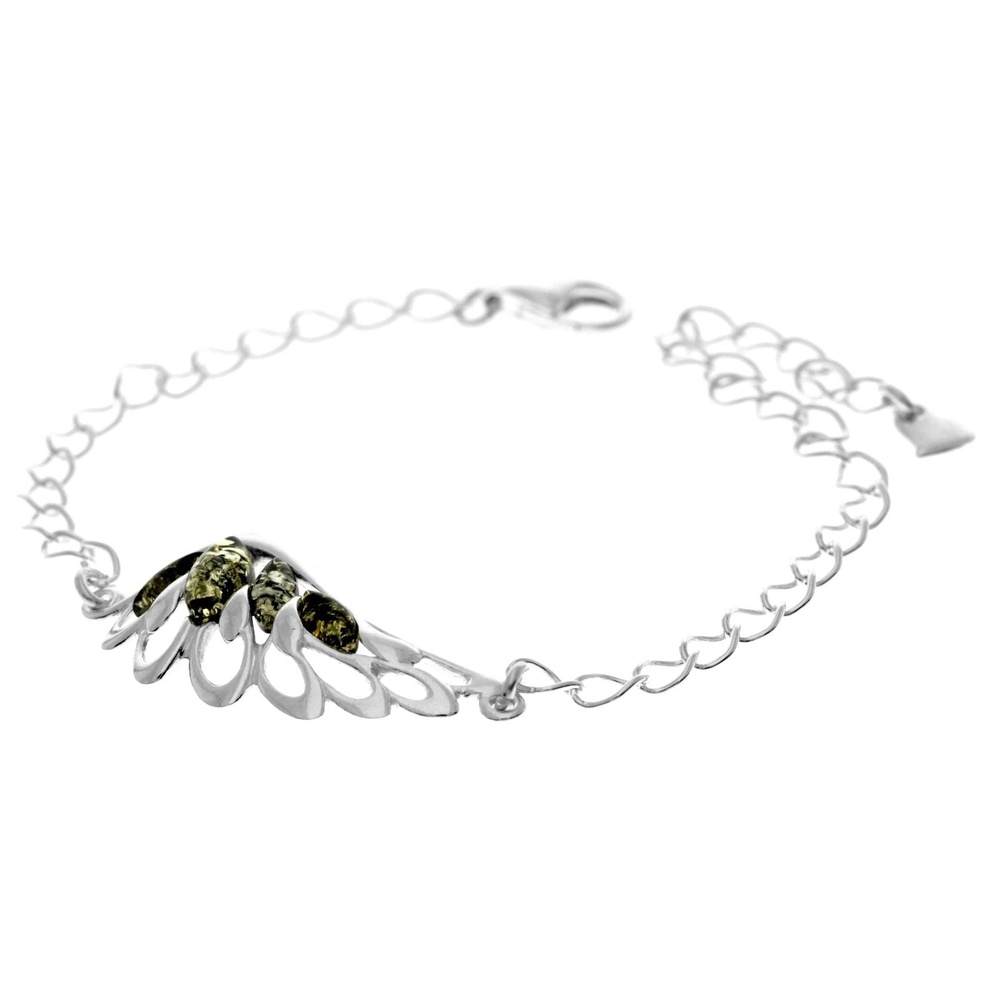 Beautiful Designer Silver Angel Wing Bracelet set with Baltic Amber - GL559