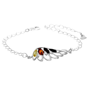 Beautiful Designer Silver Angel Wing Bracelet set with Baltic Amber - GL559