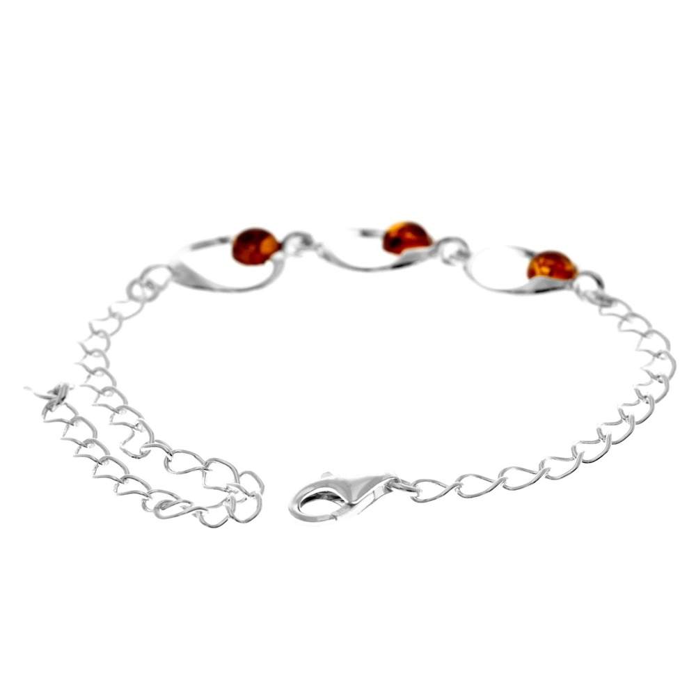 Beautiful Designer 925 Sterling Silver Modern Bracelet set with Genuine Baltic Amber - GL560