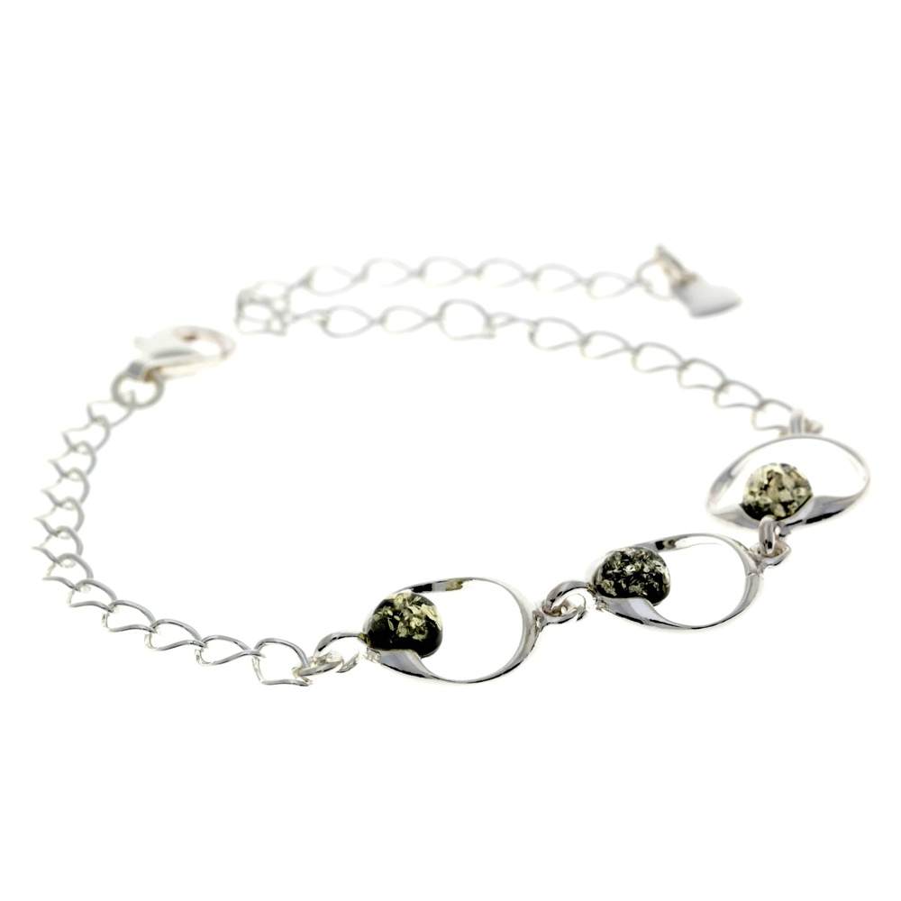 Beautiful Designer 925 Sterling Silver Modern Bracelet set with Genuine Baltic Amber - GL560