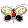 925 Sterling Silver & Genuine Baltic Amber Large Butterfly Brooch - GL820