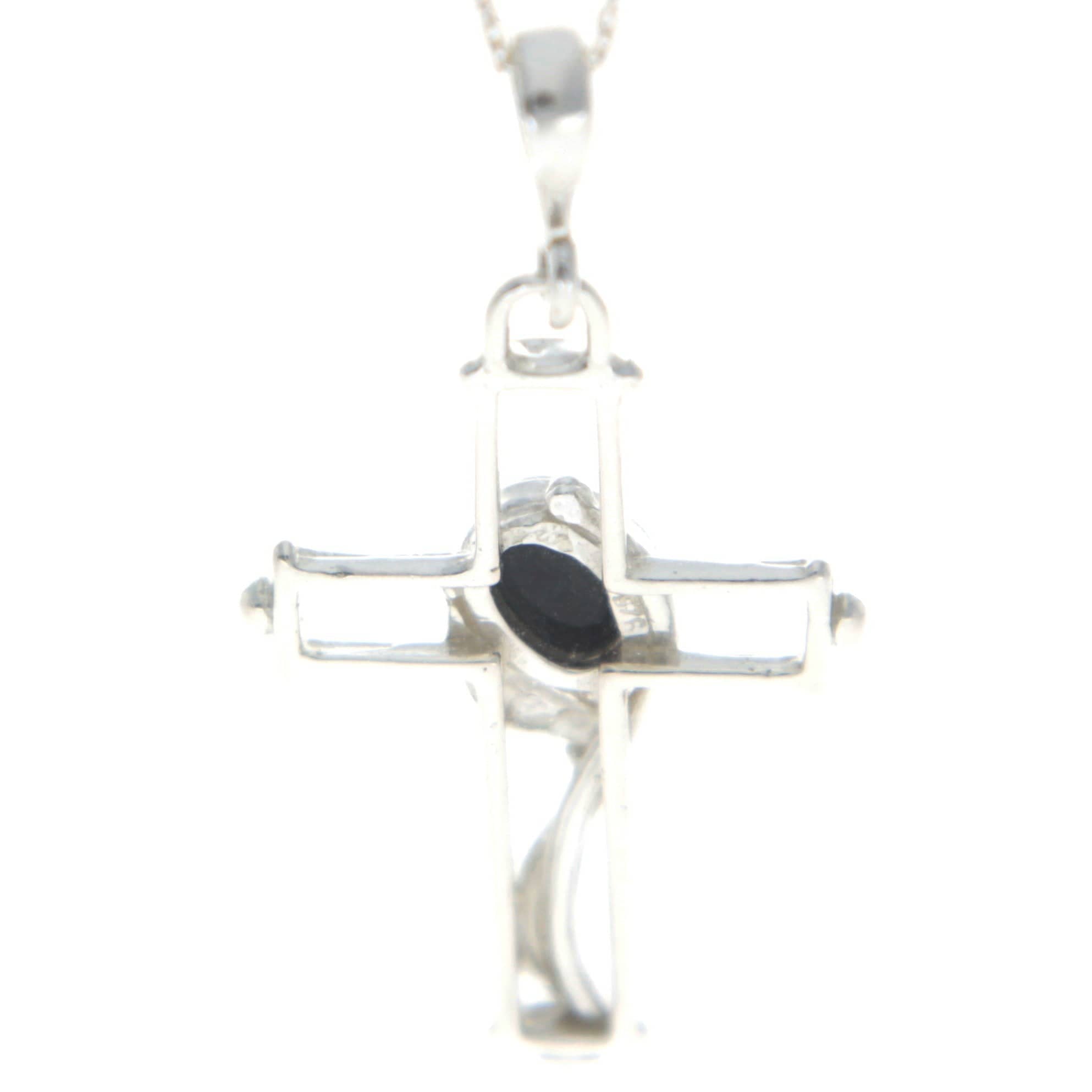 925 Sterling Silver & Genuine Baltic Amber Cross Pendant - M330