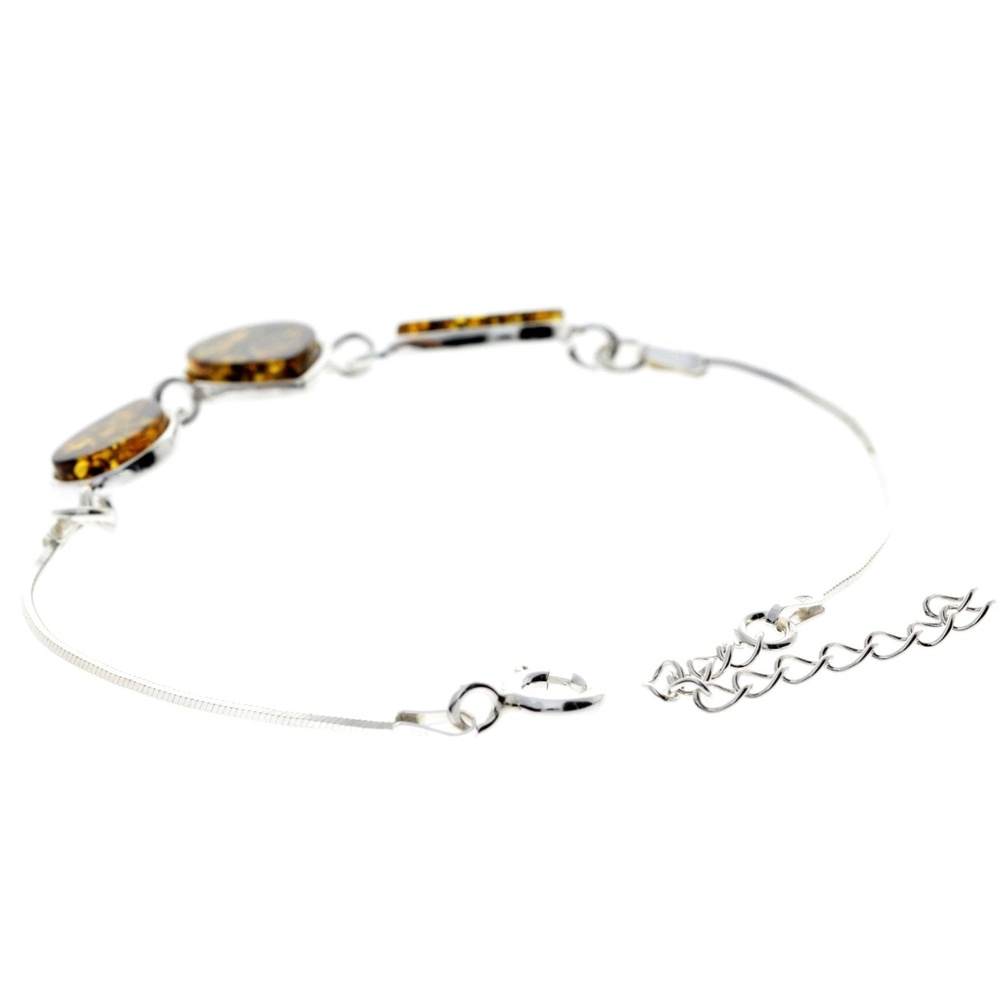 925 Sterling Silver & Baltic Amber Classic Adjustable Bracelet 20 cm - M554