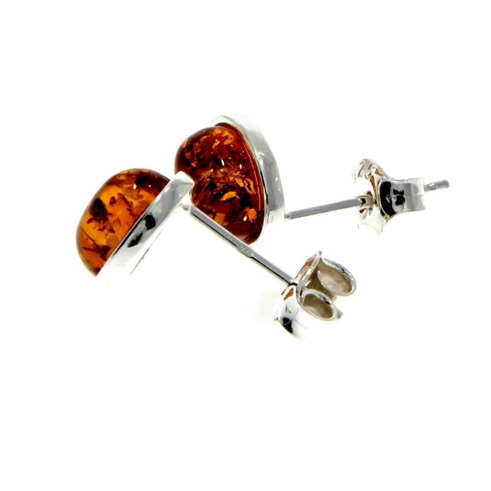 925 Sterling Silver & Oval Amber Stud Earrings - M637