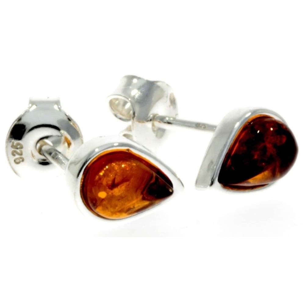 Designer Silver & Amber Stud Earrings Little Pears - M638