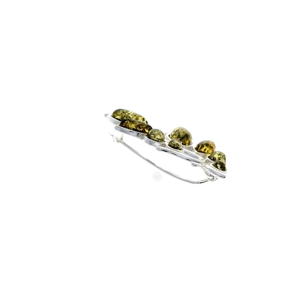 925 Sterling Silver & Baltic Amber Modern Brooch - M803