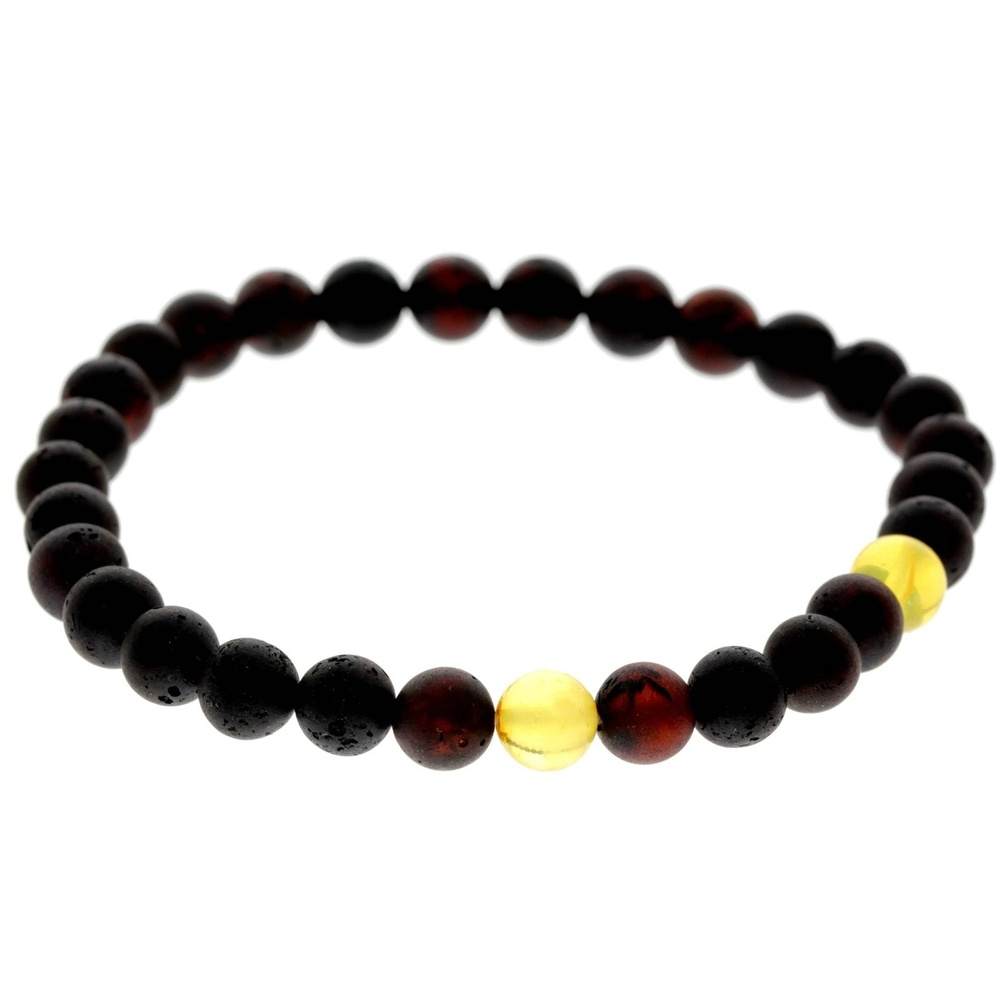 Genuine Baltic Amber Adjustable Beaded Bracelet for Men - MB023