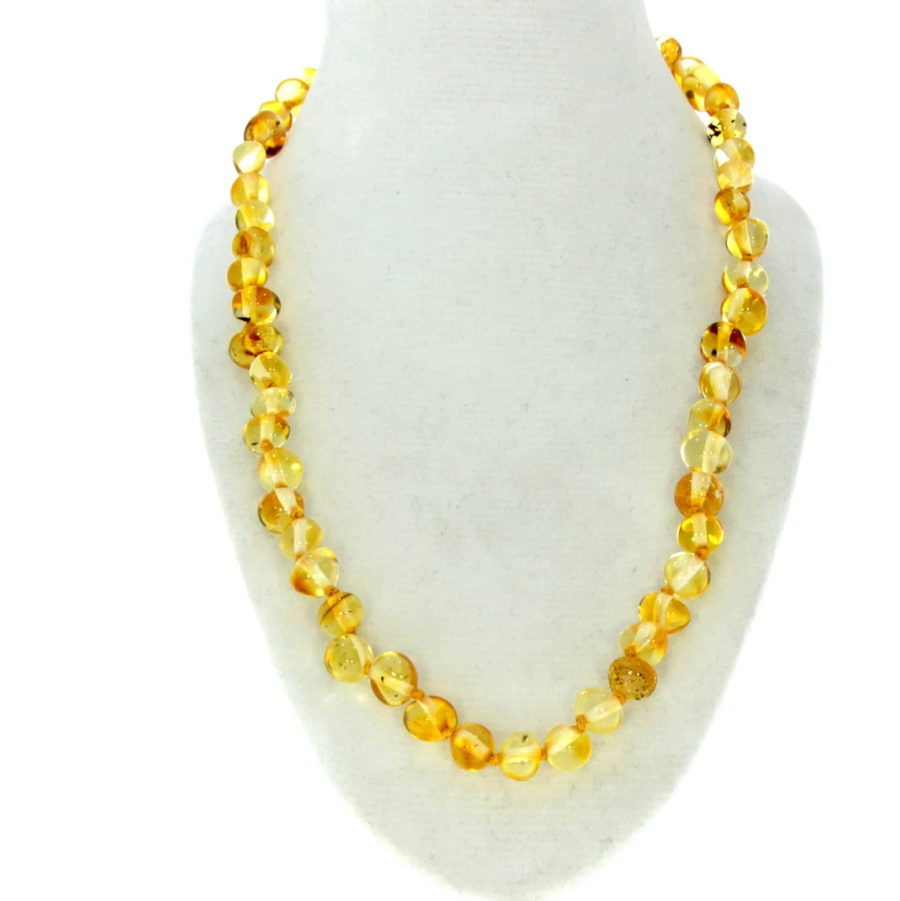 Genuine Baltic Amber Polished Baroque Beaded Necklace in various colours & sizes. All beads knotted in between.