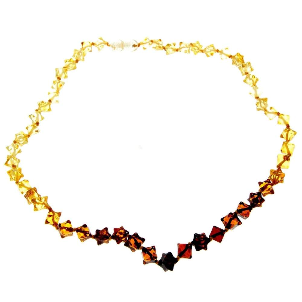Genuine Baltic Amber Cube Faceted Beads for Men / Unisex Beaded Necklace - NE0197