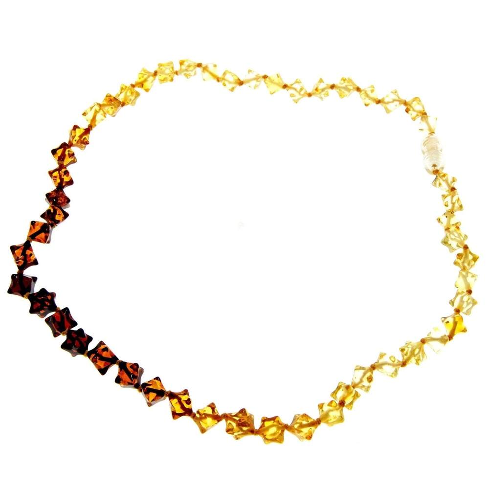 Genuine Baltic Amber Cube Faceted Beads for Men / Unisex Beaded Necklace - NE0197