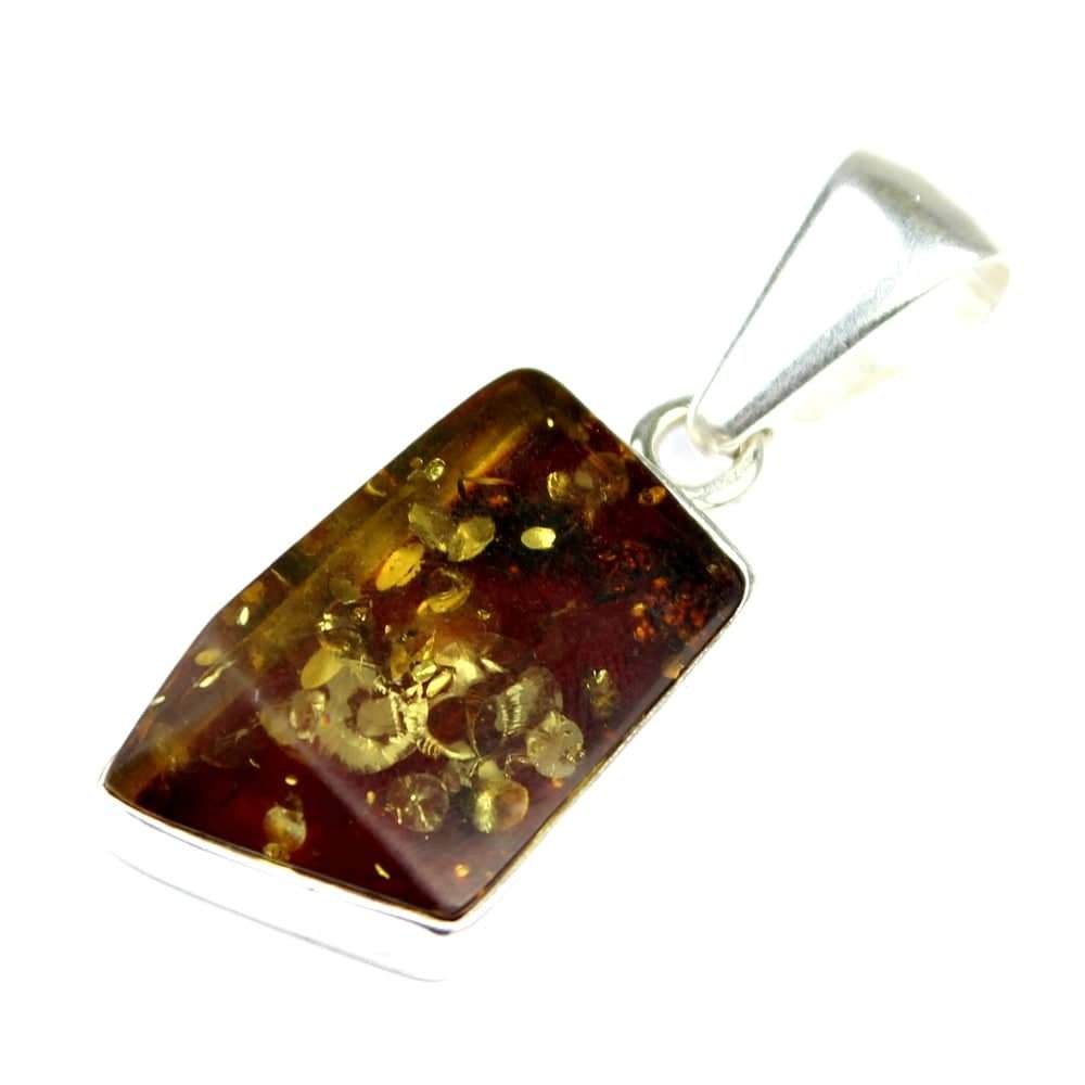 925 Sterling Silver & Genuine Cognac Baltic Amber Exlusive Unique Pendant - PD1339