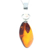 925 Sterling Silver & Genuine Cognac Baltic Amber Exlusive Unique Pendant - PD2397