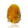 925 Sterling Silver & Genuine Lemon Baltic Amber Unique Exclusive Adjustable Ring - RG0773