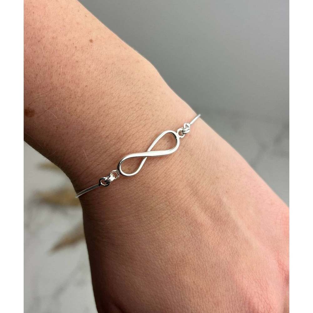 925 Sterling Silver Rhodium Plain Infinity Bracelet -TB-IN-B