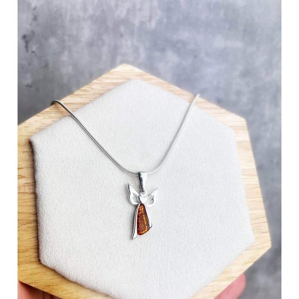 925 Sterling Silver & Baltic Amber Angel Pendant - GL2008C