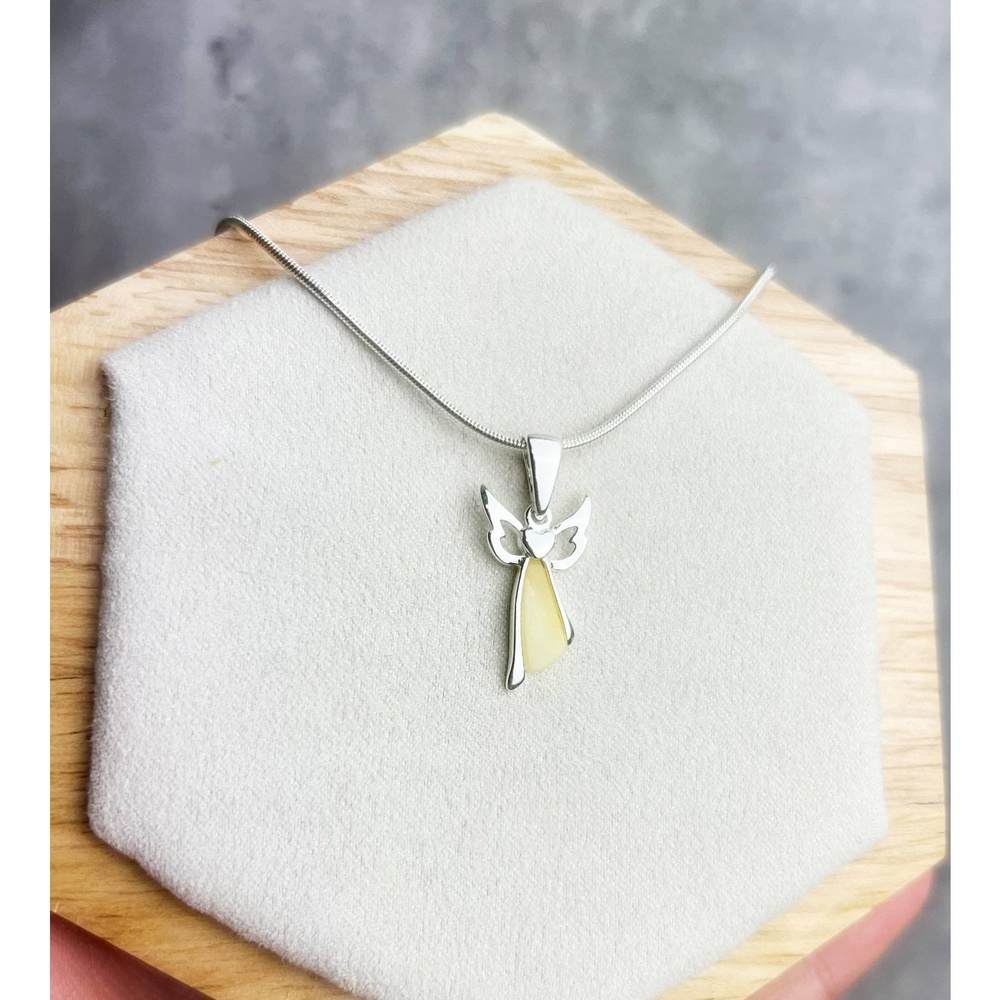 925 Sterling Silver & Baltic Amber Angel Pendant - GL2008C