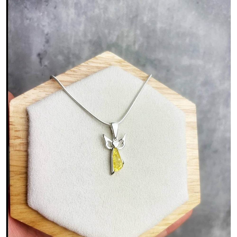 925 Sterling Silver & Baltic Amber Angel Pendant - GL2008C