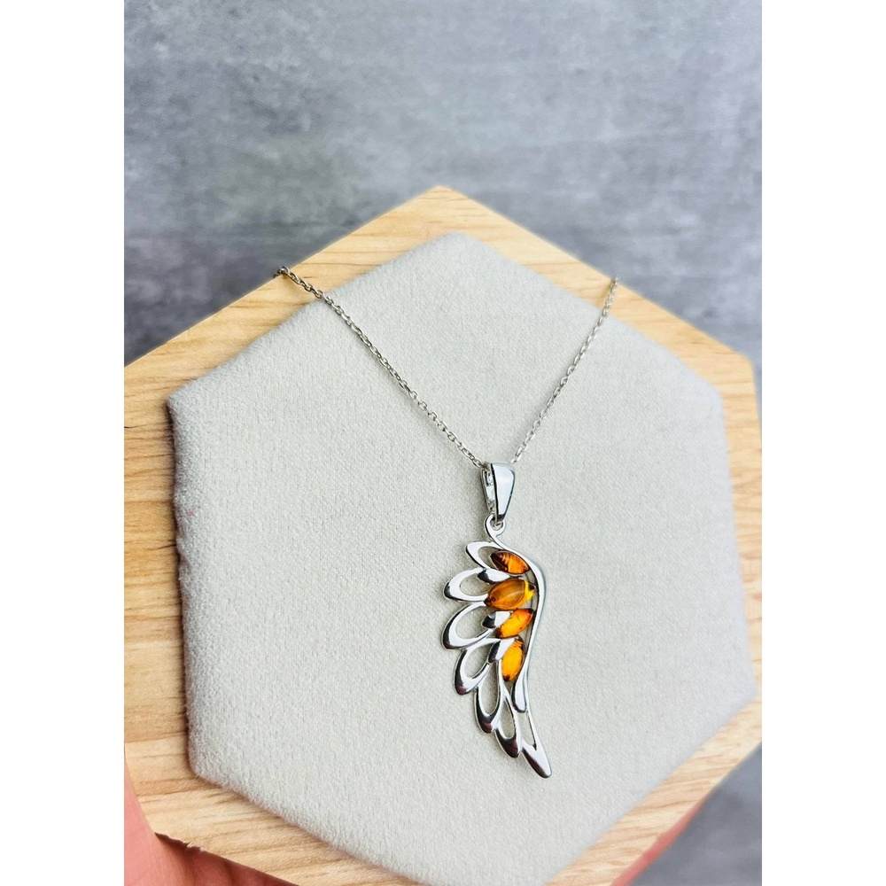 925 Sterling Silver Lucky Angel Wing with Baltic Amber - GL367