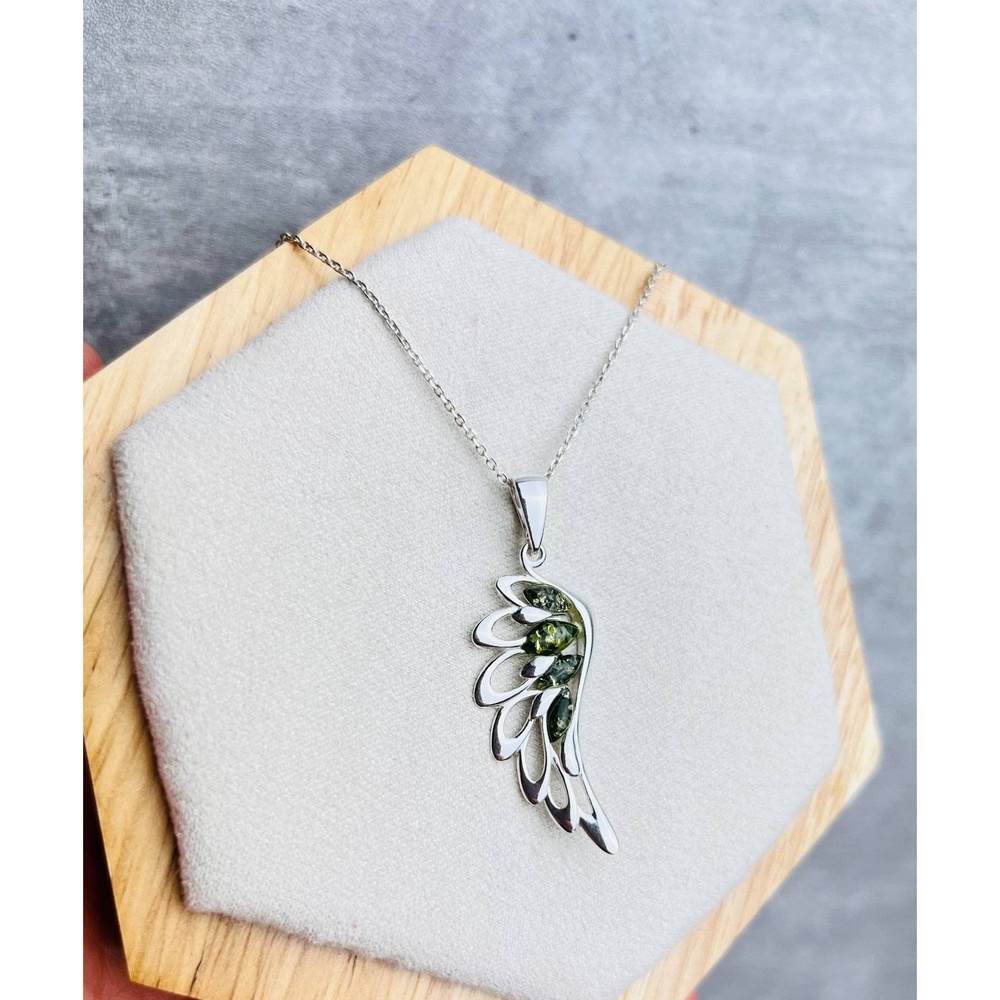 925 Sterling Silver Lucky Angel Wing with Baltic Amber - GL367
