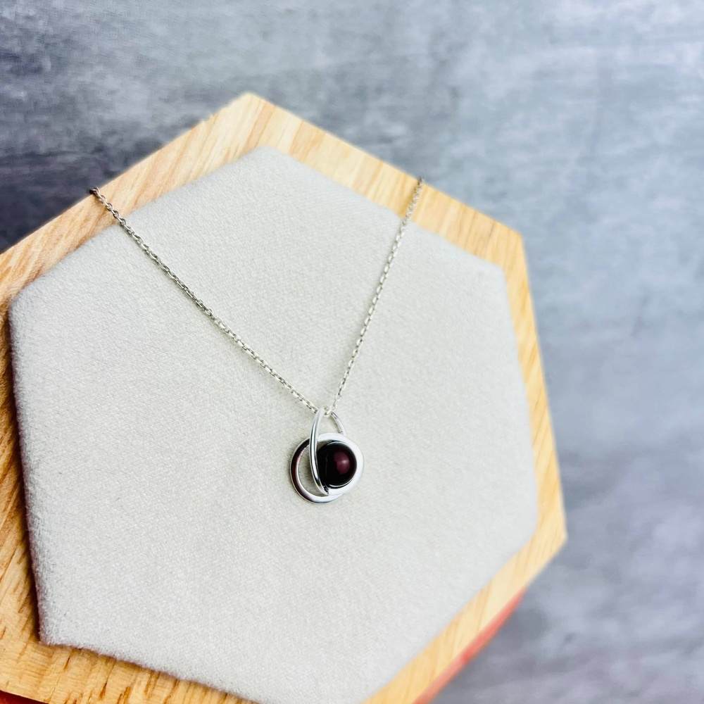 925 Sterling Silver & Genuine Baltic Amber Modern Pendant - GL389