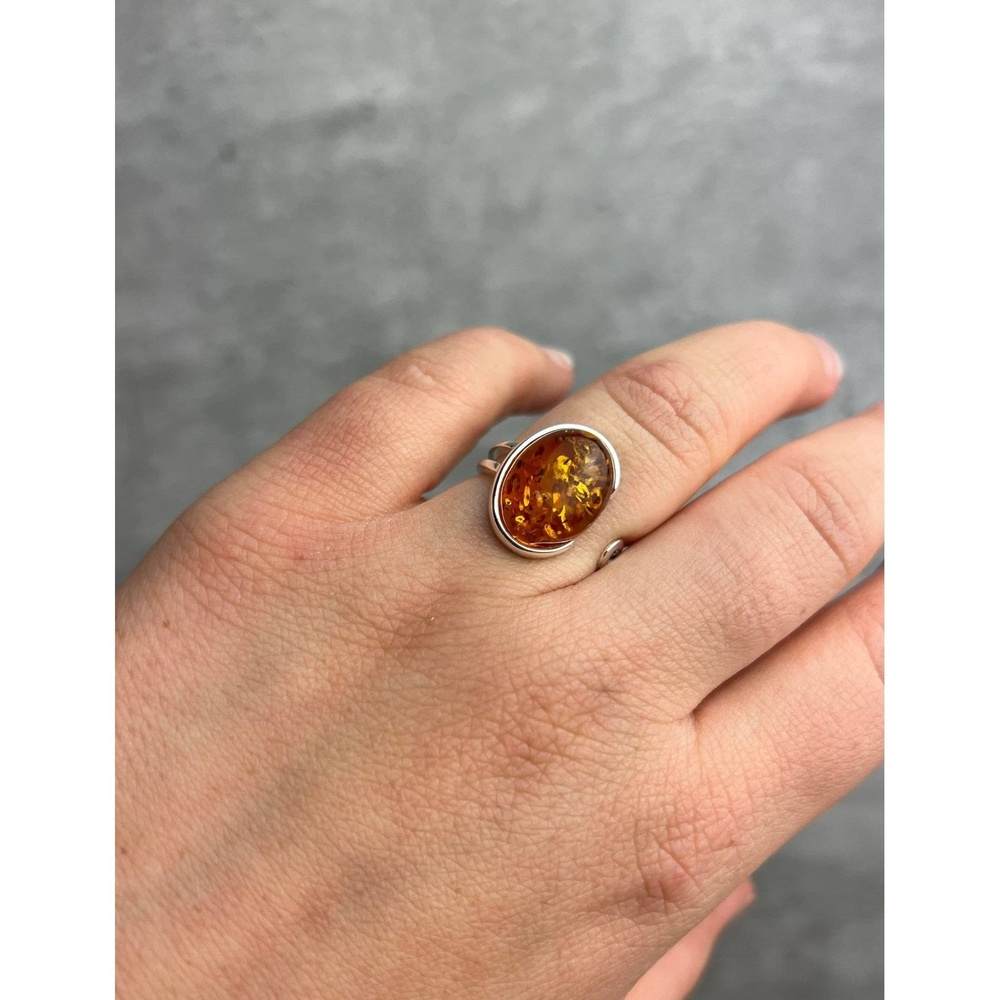 925 Sterling Silver & Baltic Amber Classic Adjustable Ring - GL464