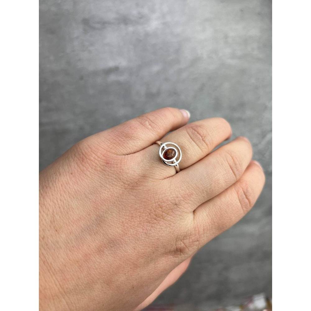 925 Sterling Silver & Baltic Amber Modern Adjustable Ring - GL489A
